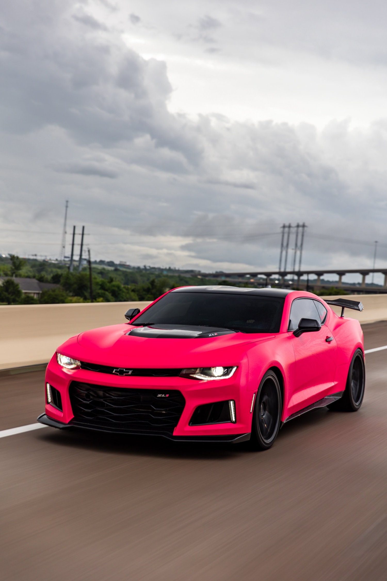 The pink ZL1 rolling shot